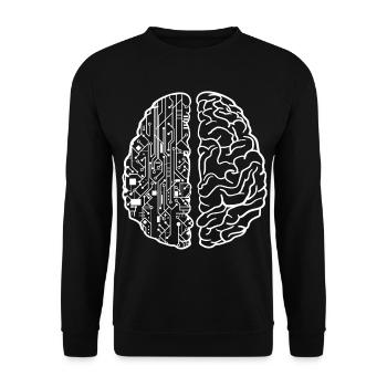 Programmierer Entwickler - Code Nerd Geek Hirn - Unisex Pullover - Schwarz - Vorne - Alina (178cm) & Michal (187cm)