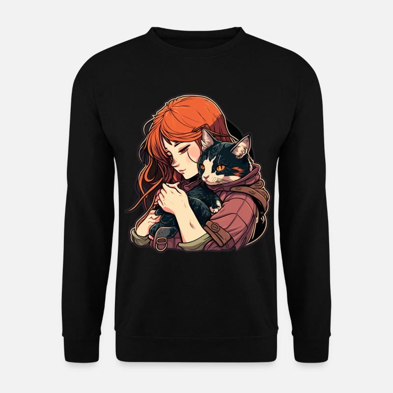 Katzenmama Katze Anime Kätzchen Liebe Frau Mama - Unisex Pullover - Schwarz