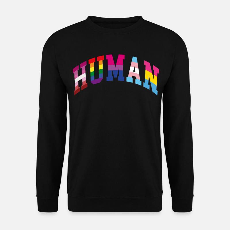Human Regenbogen Flagge - Unisex Pullover - Schwarz