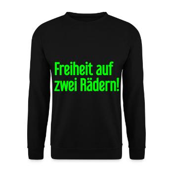 Freedom on Two Wheels - Cyclist Design - Unisex Sweatshirt - black - Front - Alina (178cm) & Michal (187cm)