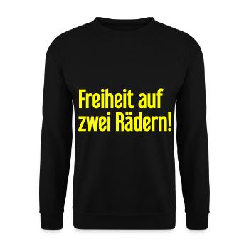 Freedom on Two Wheels - Cyclist Design - Unisex Sweatshirt - black - Front - Alina (178cm) & Michal (187cm)