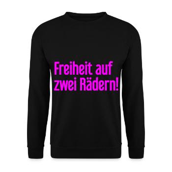 Freedom on Two Wheels - Cyclist Design - Unisex Sweatshirt - black - Front - Alina (178cm) & Michal (187cm)