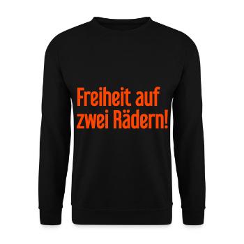 Freedom on Two Wheels - Cyclist Design - Unisex Sweatshirt - black - Front - Alina (178cm) & Michal (187cm)