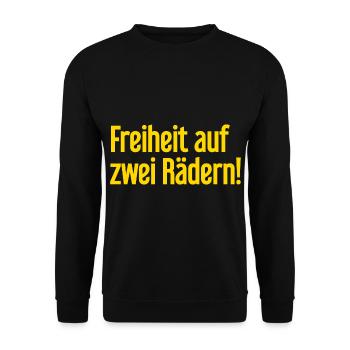 Freedom on Two Wheels - Cyclist Design - Unisex Sweatshirt - black - Front - Alina (178cm) & Michal (187cm)