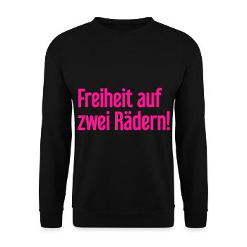Freedom on Two Wheels - Cyclist Design - Unisex Sweatshirt - black - Front - Alina (178cm) & Michal (187cm)