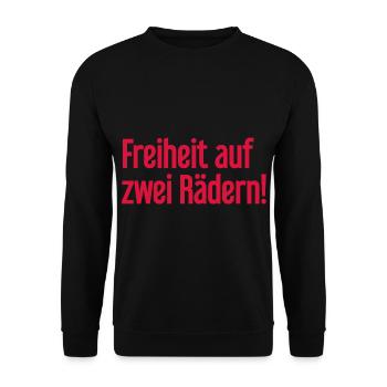 Freedom on Two Wheels - Cyclist Design - Unisex Sweatshirt - black - Front - Alina (178cm) & Michal (187cm)