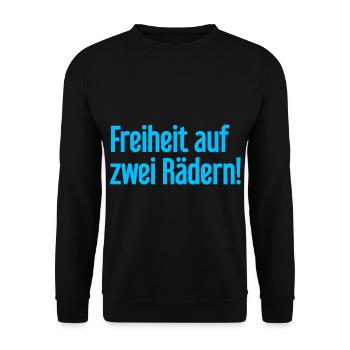 Freedom on Two Wheels - Cyclist Design - Unisex Sweatshirt - black - Front - Alina (178cm) & Michal (187cm)