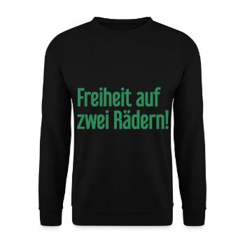 Freedom on Two Wheels - Cyclist Design - Unisex Sweatshirt - black - Front - Alina (178cm) & Michal (187cm)