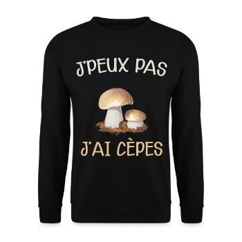 Je peux pas j'ai cèpes humour champignons - Sweat-shirt Unisexe - noir - Devant - Alina (178cm) & Michal (187cm)