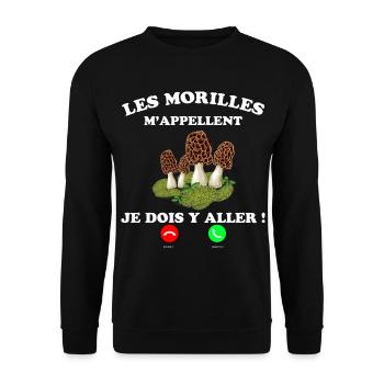 Champignons Citation Humour Téléphone - Sweat-shirt Unisexe - noir - Devant - Alina (178cm) & Michal (187cm)