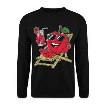 Apfel - Unisex Pullover - Schwarz - Vorne - Alina (178cm) & Michal (187cm)