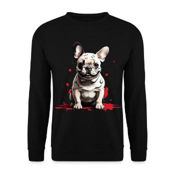 CHIEN BOULEDOGUE FRANÇAIS - Sweat-shirt Unisexe - noir - Devant - Alina (178cm) & Michal (187cm)