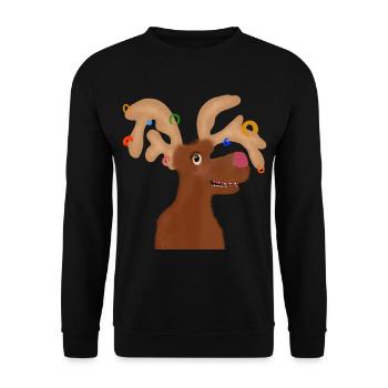 Rudolph the Reindeer Piercing - Unisex Sweatshirt - black - Front - Alina (178cm) & Michal (187cm)