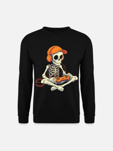 Skelett Halloween Gamer Gaming Junge Kinder Boy - Unisex Pullover - Schwarz