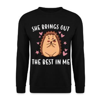 Hedgie She Brings Out The Best In Me Hedgehog - Unisex Sweatshirt - black - Front - Alina (178cm) & Michal (187cm)
