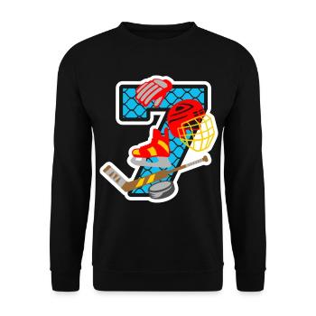 Hockey sur glace 7ème anniversaire Numéro 7 - 7 ans - Sweat-shirt Unisexe - noir - Devant - Alina (178cm) & Michal (187cm)
