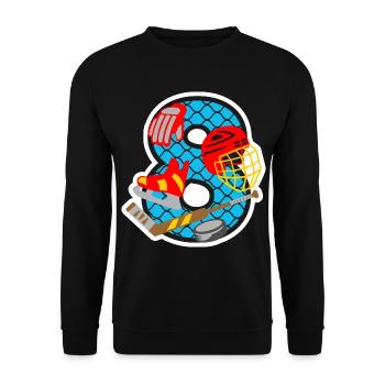 Eishockey 8. Geburtstagsparty Nummer 8 - 8 Jahre - Unisex Pullover - Schwarz - Vorne - Alina (178cm) & Michal (187cm)