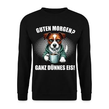 Guten morgenganz dünnes Eis Jack Russel Hunderasse - Unisex Pullover - Schwarz - Vorne - Alina (178cm) & Michal (187cm)