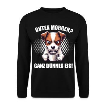 Guten morgenganz dünnes Eis Jack Russel Hunderasse - Unisex Pullover - Schwarz - Vorne - Alina (178cm) & Michal (187cm)