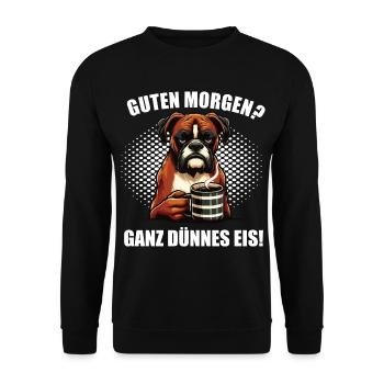 Guten Morgen ganz dünnes Eis Boxer Boxerhalter - Unisex Pullover - Schwarz - Vorne - Alina (178cm) & Michal (187cm)