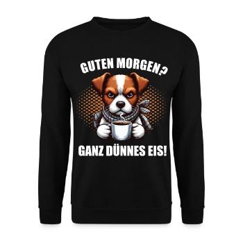 Guten morgenganz dünnes Eis Jack Russel Hunderasse - Unisex Pullover - Schwarz - Vorne - Alina (178cm) & Michal (187cm)