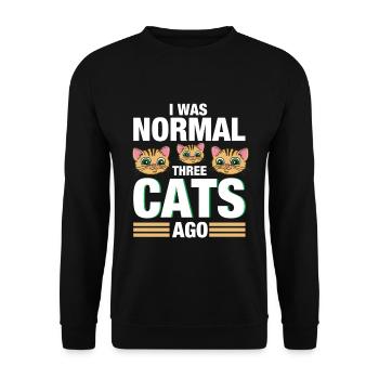 I Was Normal Three Cats Ago - Cat Cats Muster - Unisex Sweatshirt - black - Front - Alina (178cm) & Michal (187cm)