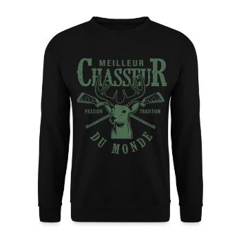 meilleur chasseur du monde cadeau papa papy chasse - Sweat-shirt Unisexe - noir - Devant - Alina (178cm) & Michal (187cm)