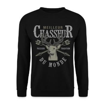 meilleur chasseur du monde cadeau papa chasse - Sweat-shirt Unisexe - noir - Devant - Alina (178cm) & Michal (187cm)