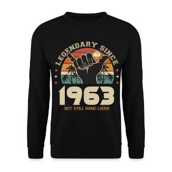 Geburtstag Jahrgang 1963 Cooles Surfgeschenk 60 Jahre - Unisex Pullover - Schwarz - Vorne - Alina (178cm) & Michal (187cm)