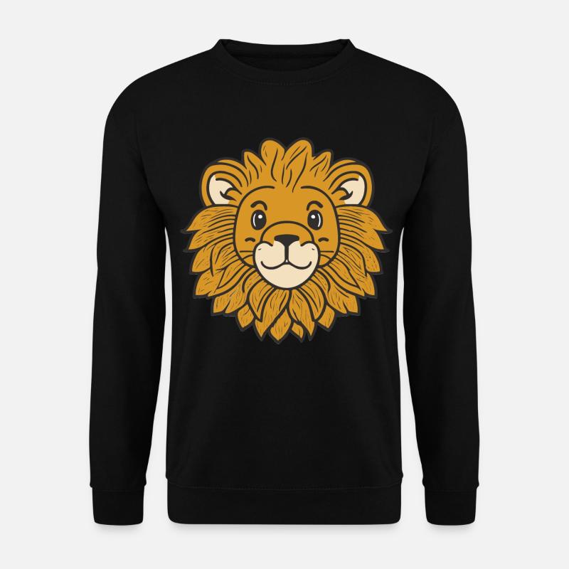 Süßer Baby Löwe Löwenkopf Kinder Illustration - Unisex Pullover - Schwarz