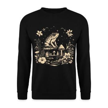 Frog Cottagecore Moon - Unisex Sweatshirt - black - Front - Alina (178cm) & Michal (187cm)