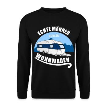Echte männer ziehen Wohnwagen camping Urlaub - Unisex Pullover - Schwarz - Vorne - Alina (178cm) & Michal (187cm)