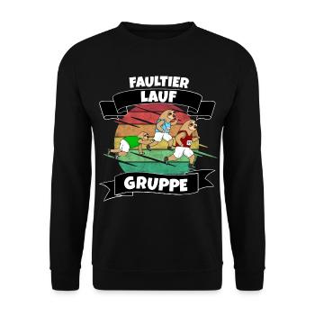 Faultier Lauf Gruppe - Unisex Pullover - Schwarz - Vorne - Alina (178cm) & Michal (187cm)