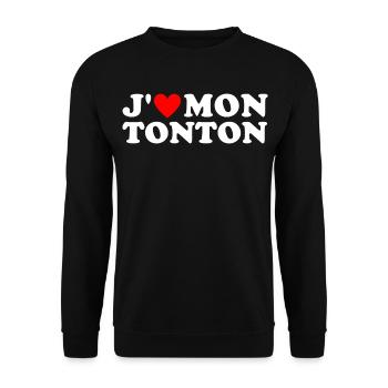J' aime mon tonton cadeau oncle coeur rouge - Sweat-shirt Unisexe - noir - Devant - Alina (178cm) & Michal (187cm)
