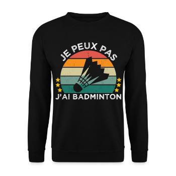 Je peux pas j' ai badminton cadeau badiste vintage - Sweat-shirt Unisexe - noir - Devant - Alina (178cm) & Michal (187cm)