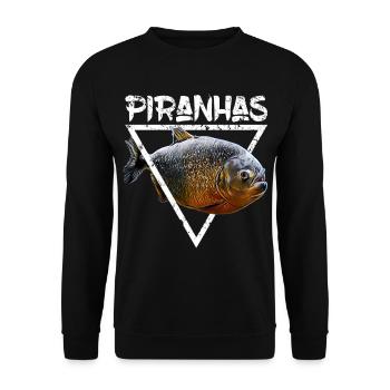 Piranha Monster Fish Keeper Predator Fish Design - Unisex Sweatshirt - black - Front - Alina (178cm) & Michal (187cm)