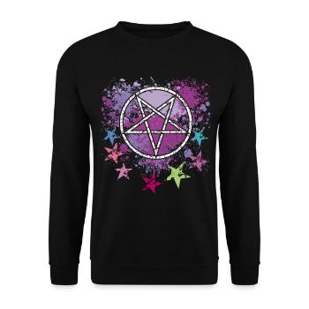 Pentagramme avec étoiles - Sweat-shirt Unisexe - noir - Devant - Alina (178cm) & Michal (187cm)