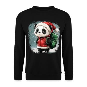 Noël Pandas - Sweat-shirt Unisexe - noir - Devant - Alina (178cm) & Michal (187cm)