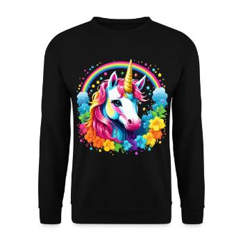 Licorne Arc-en-ciel Poney mignon Enfants Filles - Sweat-shirt Unisexe - noir - Devant - Alina (178cm) & Michal (187cm)