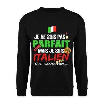 Italie cadeau drôle homme italien phrase drôle - Sweat-shirt Unisexe - noir - Devant - Alina (178cm) & Michal (187cm)