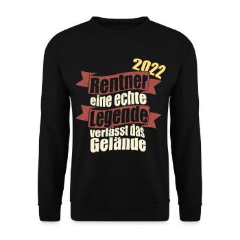Rentner 2022 Eine Legende verlässt das Gelände - Unisex Pullover - Schwarz - Vorne - Alina (178cm) & Michal (187cm)