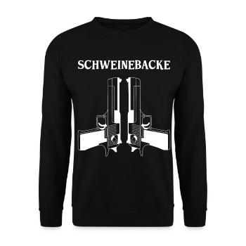 Schweinebacke Yippie Yeah Geschenk - Unisex Pullover - Schwarz - Vorne - Alina (178cm) & Michal (187cm)