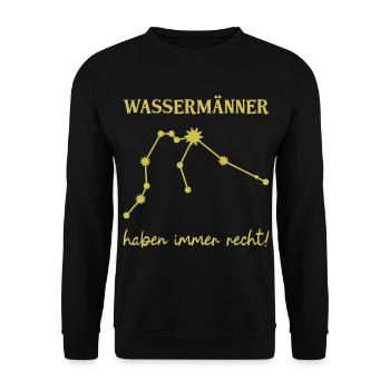 Wassermann Wassermänner Sternzeichen Geschenk - Unisex Pullover - Schwarz - Vorne - Alina (178cm) & Michal (187cm)