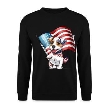 Jack Russell USA Flagge Geschenk - Unisex Pullover - Schwarz - Vorne - Alina (178cm) & Michal (187cm)