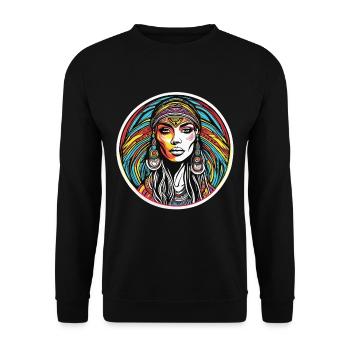 Femme tribale psychédélique - Sweat-shirt Unisexe - noir - Devant - Alina (178cm) & Michal (187cm)