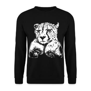 Gepard Boxer Boxen MMA Kampfsport - Unisex Pullover - Schwarz - Vorne - Alina (178cm) & Michal (187cm)