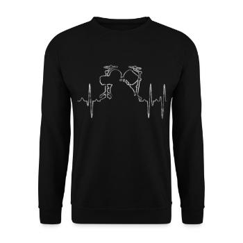 Batterie musique concert tambour battement de coeur coeur - Sweat-shirt Unisexe - noir - Devant - Alina (178cm) & Michal (187cm)