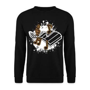 Musik Musiknote Musikschule Melodie Instrument - Unisex Pullover - Schwarz - Vorne - Alina (178cm) & Michal (187cm)