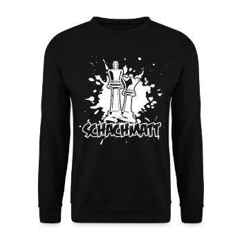 Schachmatt Schach Schachbrett Freizeit Strategie - Unisex Pullover - Schwarz - Vorne - Alina (178cm) & Michal (187cm)