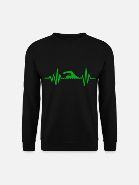 Natation rythme cardiaque passion passe-temps baignade - Sweat-shirt Unisexe - noir